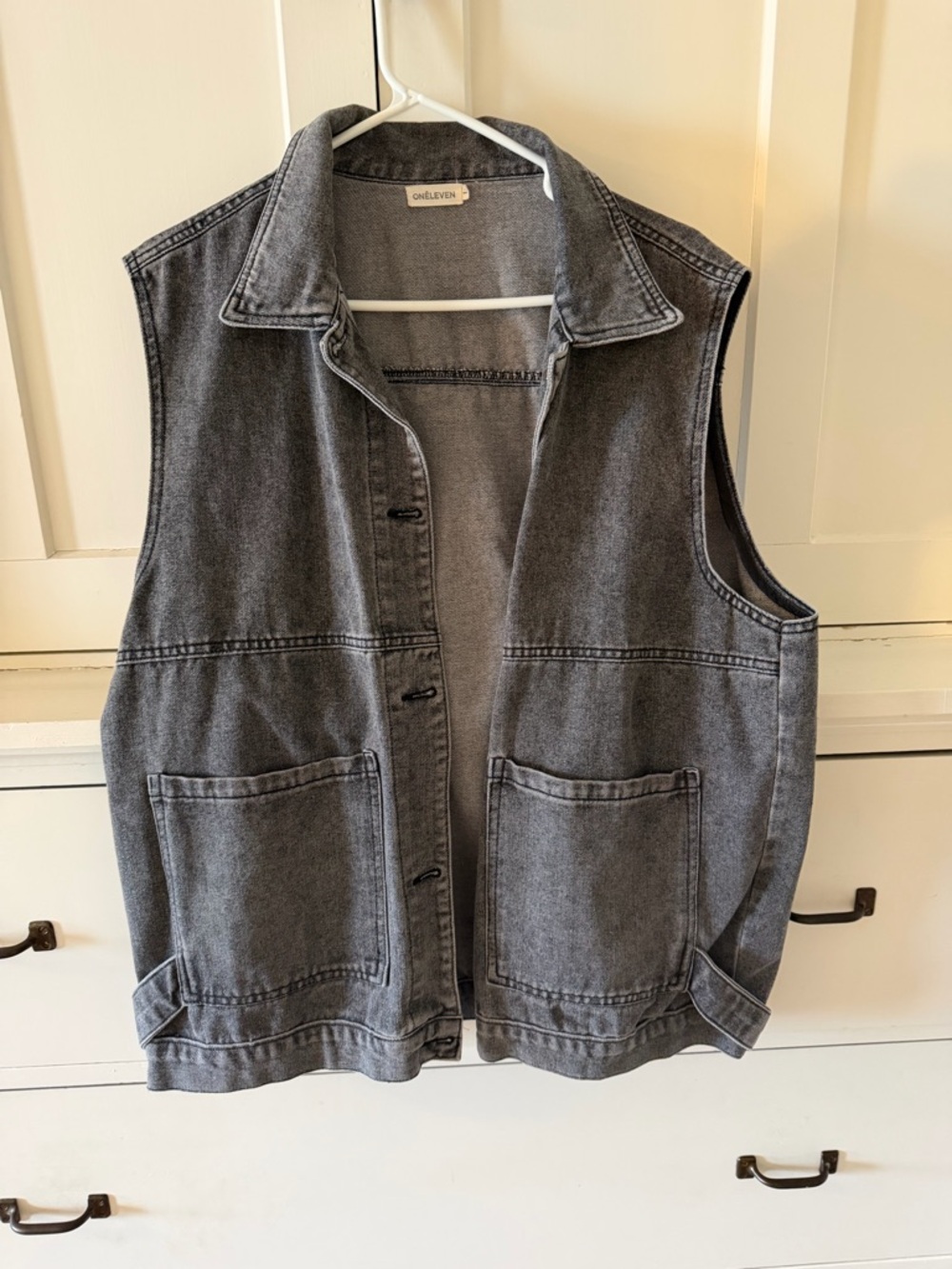 Denim Vest with Patch Pockets